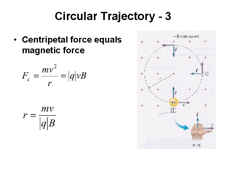 Circular Trajectory - 3 • Centripetal force equals magnetic force 