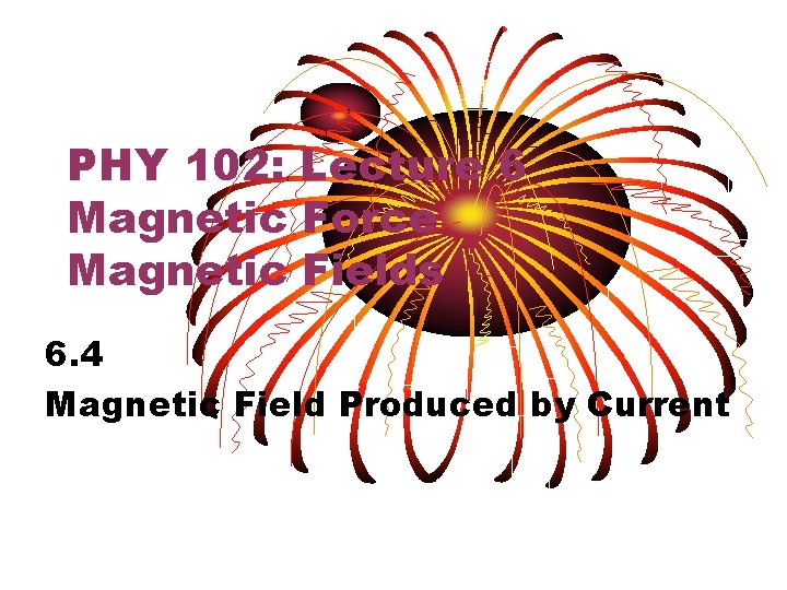 PHY 102: Lecture 6 Magnetic Force Magnetic Fields 6. 4 Magnetic Field Produced by