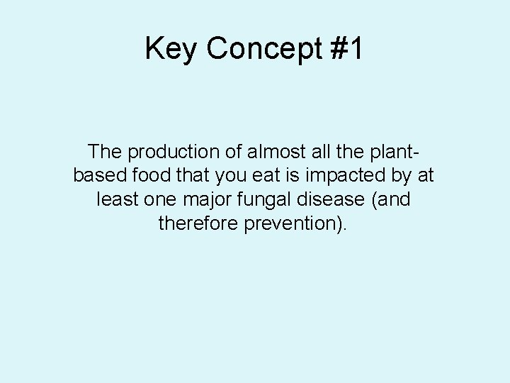 Key Concept #1 The production of almost all the plantbased food that you eat