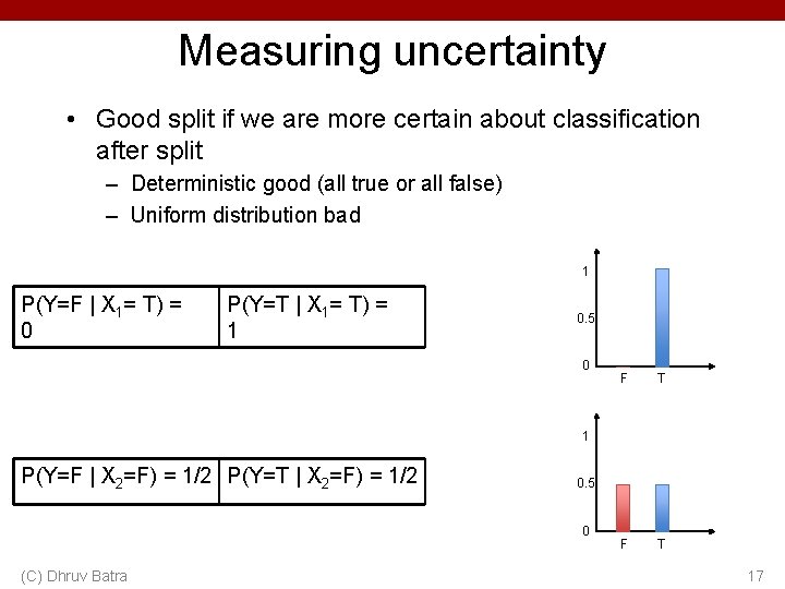 Measuring uncertainty • Good split if we are more certain about classification after split