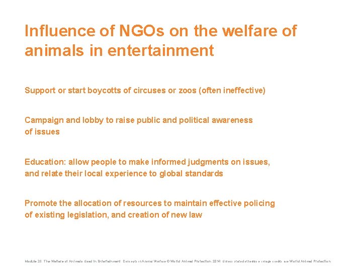 Influence of NGOs on the welfare of animals in entertainment Support or start boycotts
