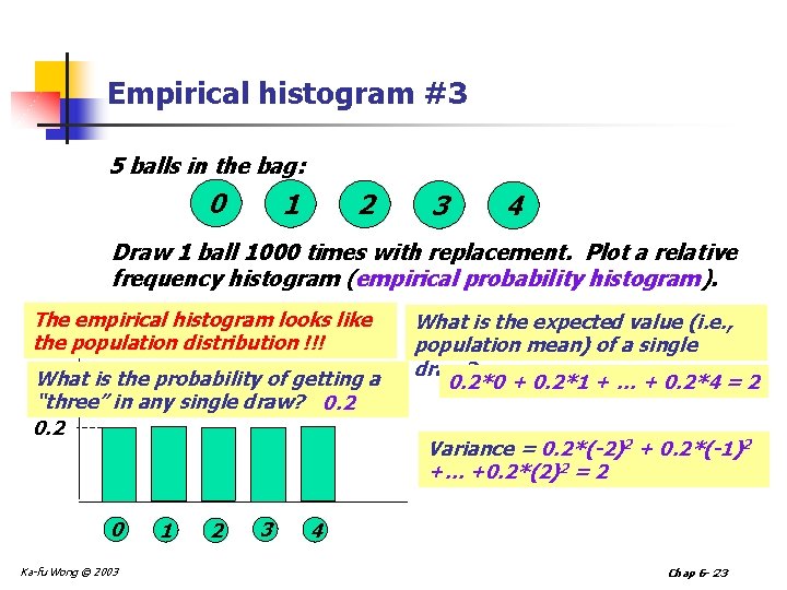 Empirical histogram #3 5 balls in the bag: 0 1 2 3 4 Draw