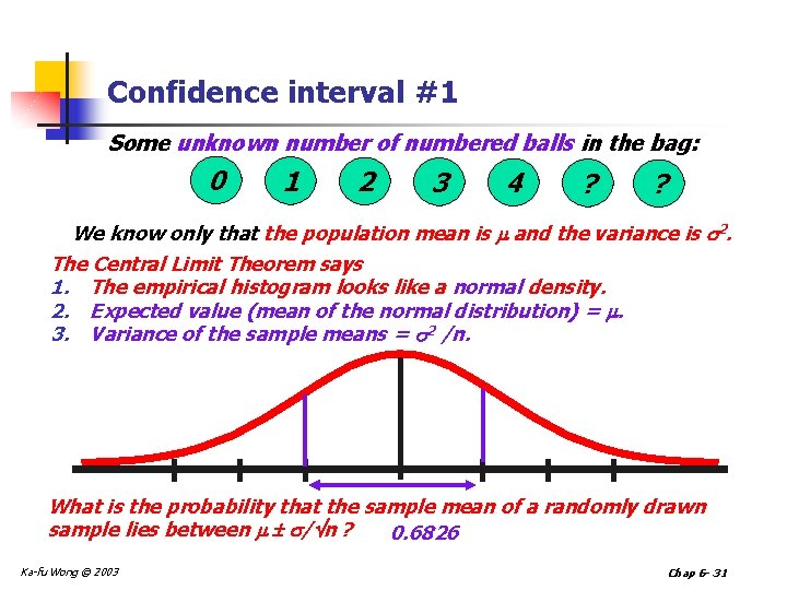 Confidence interval #1 Some unknown number of numbered balls in the bag: 0 1