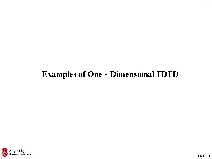 1 Examples of One‐Dimensional FDTD EMLAB 