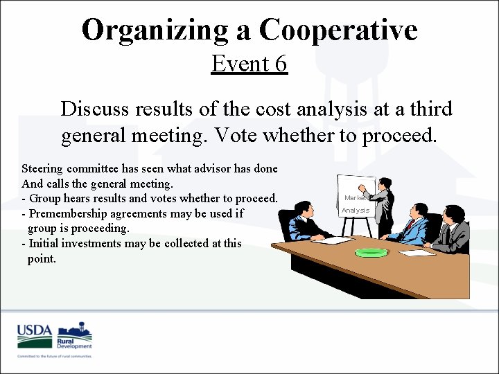 Organizing a Cooperative Event 6 Discuss results of the cost analysis at a third