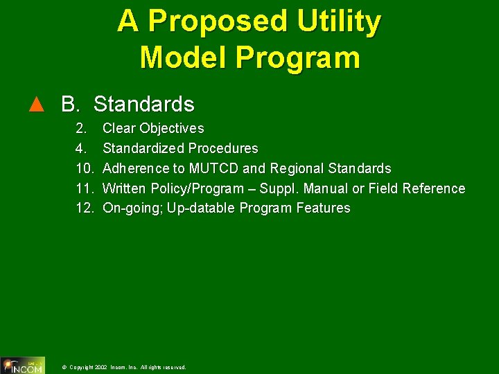 A Proposed Utility Model Program ▲ B. Standards 2. 4. 10. 11. 12. Clear