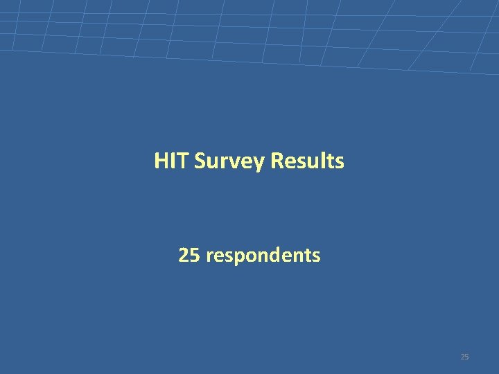 HIT Survey Results 25 respondents 25 