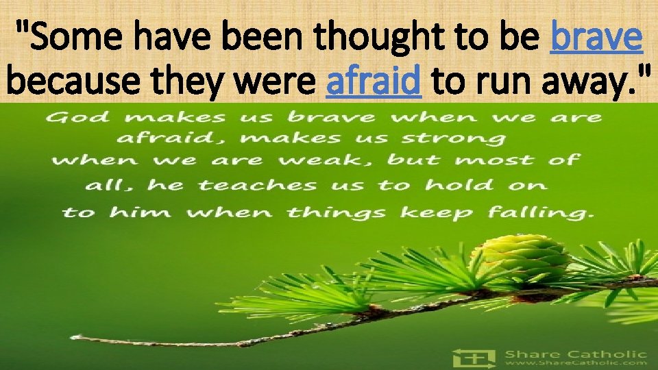 "Some have been thought to be brave because they were afraid to run away.