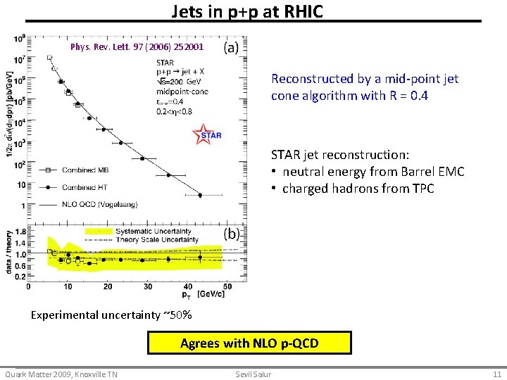 Jets in p+p at RHIC Phys. Rev. Lett. 97 (2006) 252001 Reconstructed by a