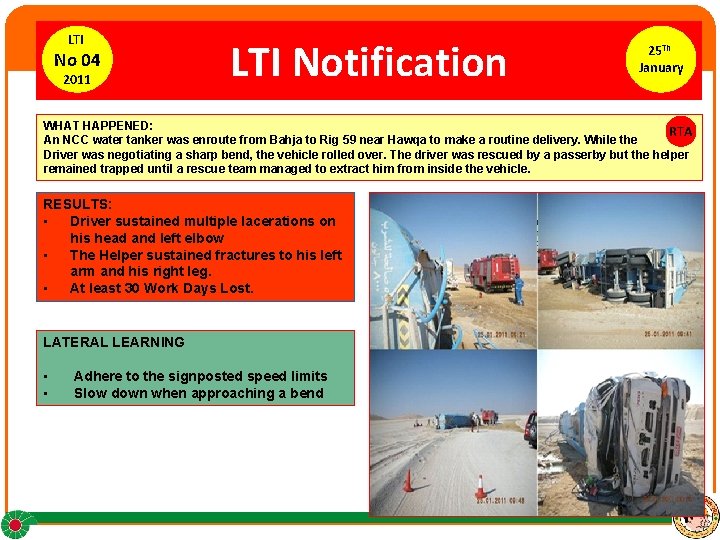 LTI No 04 2011 LTI Notification 25 Th January WHAT HAPPENED: RTA An NCC