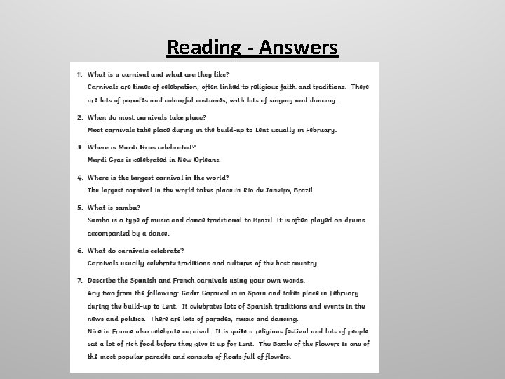 Reading - Answers 