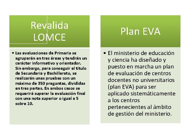 Revalida LOMCE • Las evaluaciones de Primaria se agruparán en tres áreas y tendrán