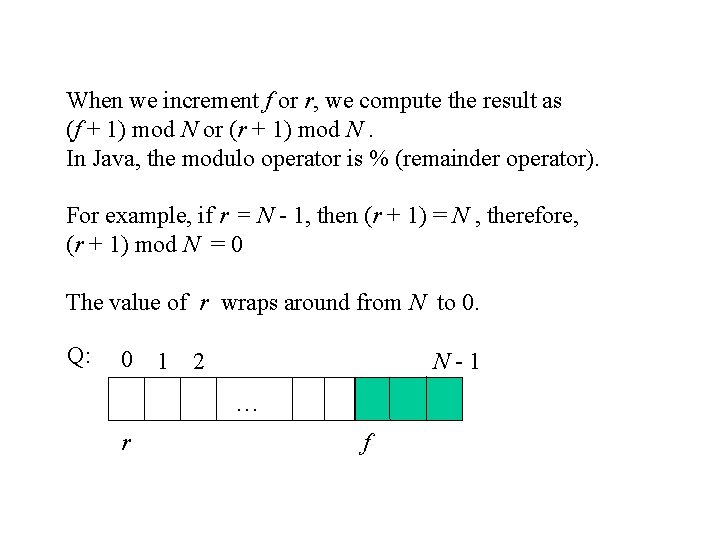 When we increment f or r, we compute the result as (f + 1)