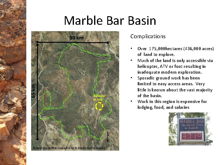 Marble Bar Basin Complications 50 km • • 65 km • Historical Mining ©