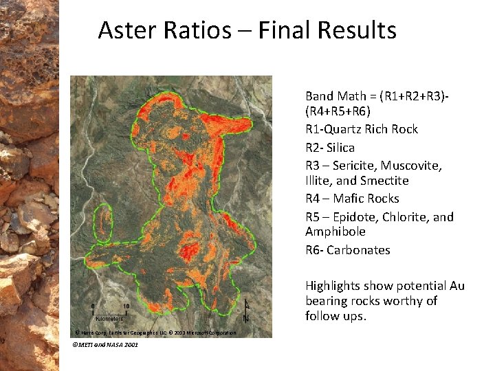 Aster Ratios – Final Results Band Math = (R 1+R 2+R 3)(R 4+R 5+R