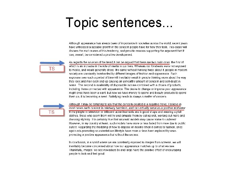 Topic sentences. . . 