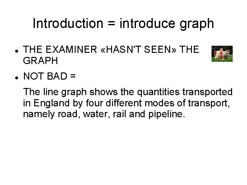Introduction = introduce graph THE EXAMINER «HASN'T SEEN» THE GRAPH NOT BAD = The
