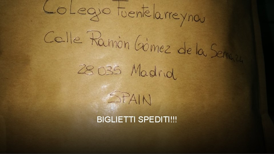 BIGLIETTI SPEDITI!!! 