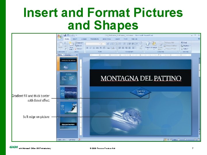 Insert and Format Pictures and Shapes Graphic showing customized shape with Microsoft Office 2007