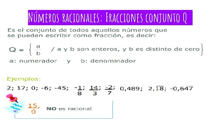 Números racionales: Fracciones conjunto Q 