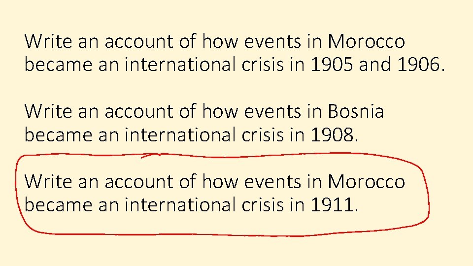 Write an account of how events in Morocco became an international crisis in 1905