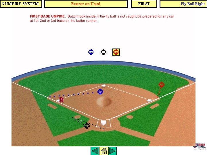 3 UMPIRE SYSTEM Runner on Third FIRST Fly Ball Right 