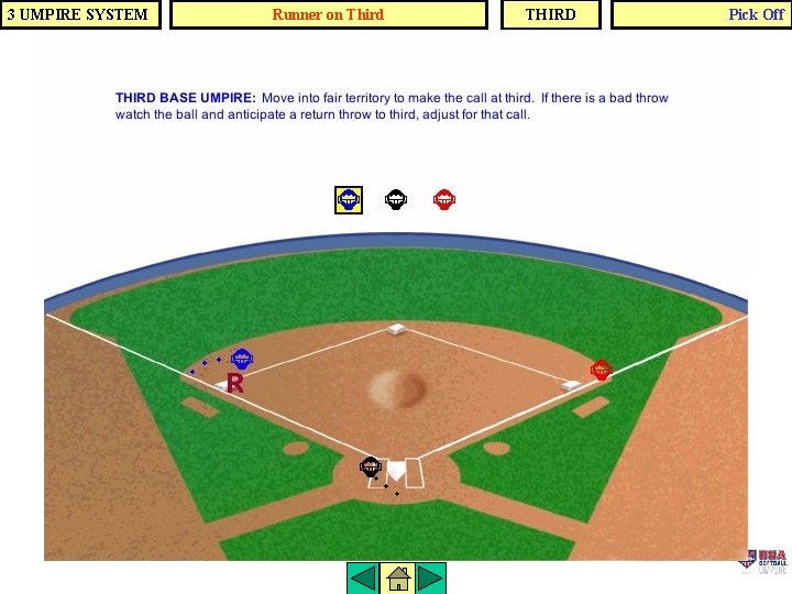 3 UMPIRE SYSTEM Runner on Third THIRD Pick Off 