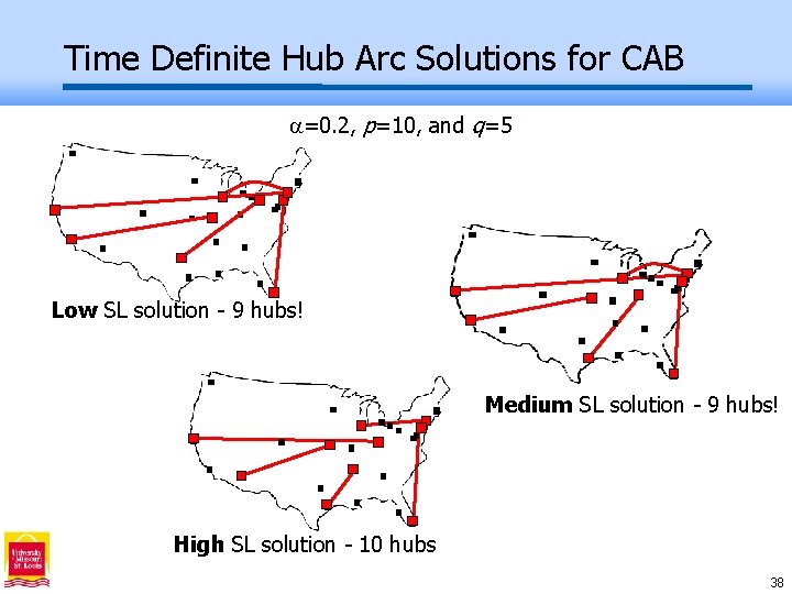 Time Definite Hub Arc Solutions for CAB =0. 2, p=10, and q=5 Low SL