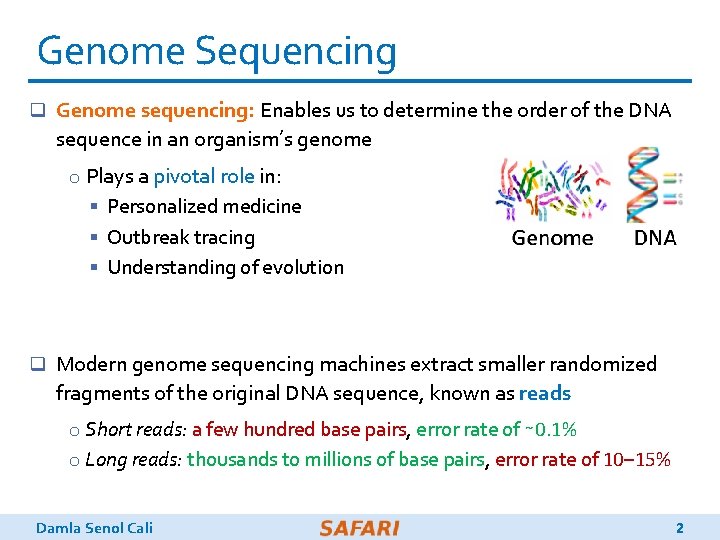 Genome Sequencing q Genome sequencing: Enables us to determine the order of the DNA