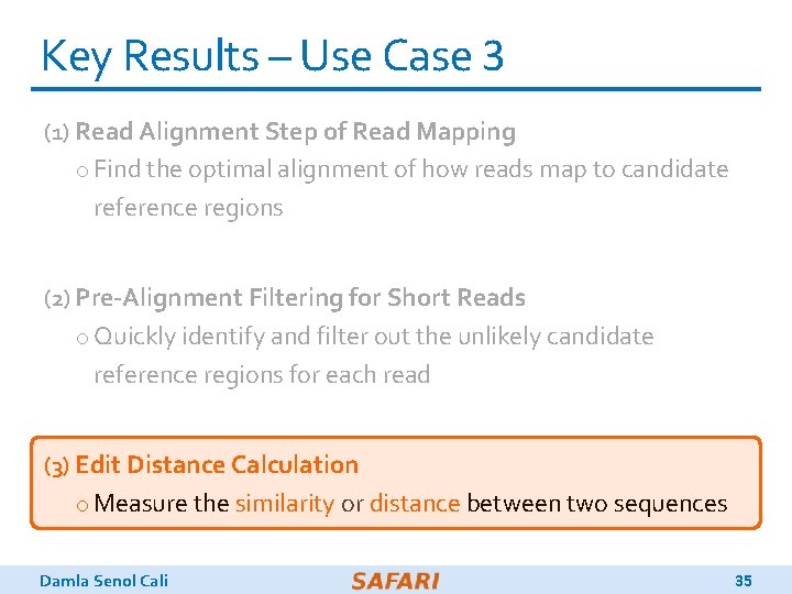 Key Results – Use Case 3 (1) Read Alignment Step of Read Mapping o