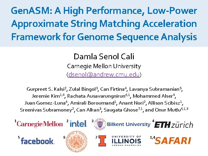 Gen. ASM: A High Performance, Low-Power Approximate String Matching Acceleration Framework for Genome Sequence