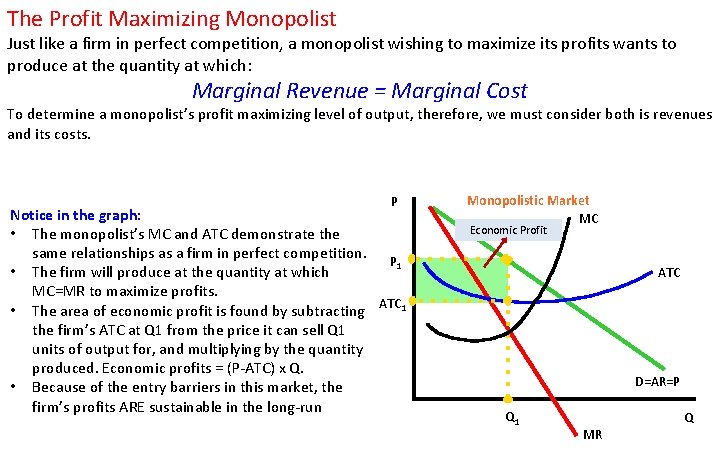 The Profit Maximizing Monopolist Just like a firm in perfect competition, a monopolist wishing