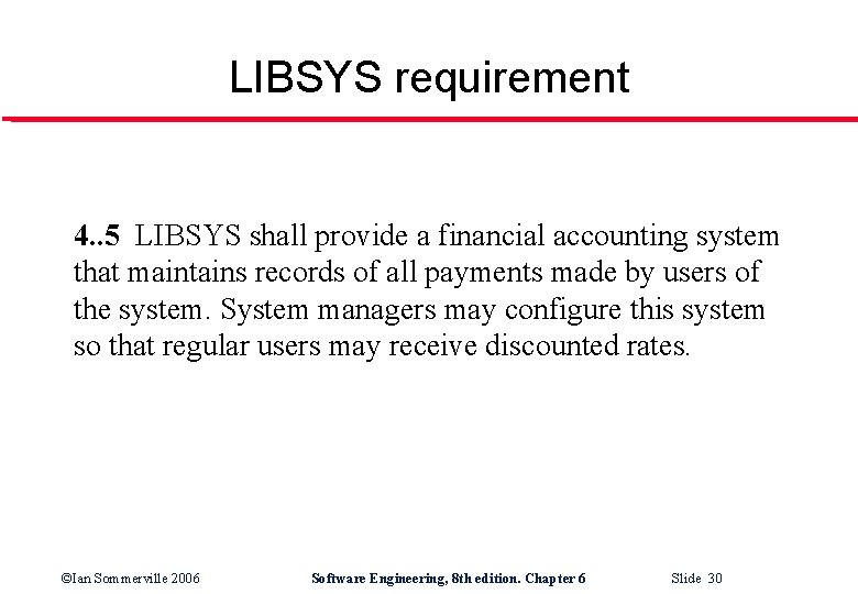 LIBSYS requirement 4. . 5 LIBSYS shall provide a financial accounting system that maintains