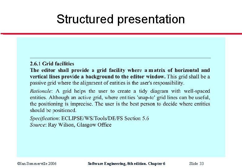 Structured presentation ©Ian Sommerville 2006 Software Engineering, 8 th edition. Chapter 6 Slide 33