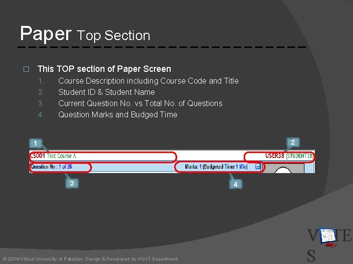 Paper Top Section � This TOP section of Paper Screen 1. 2. 3. 4.