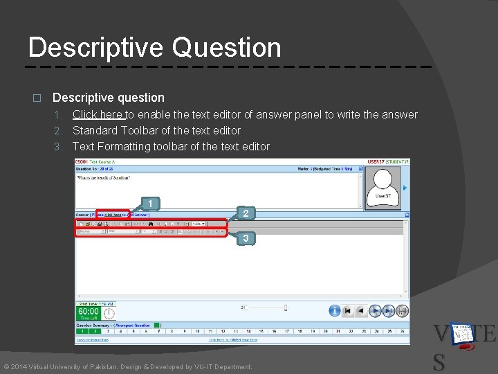 Descriptive Question � Descriptive question 1. Click here to enable the text editor of