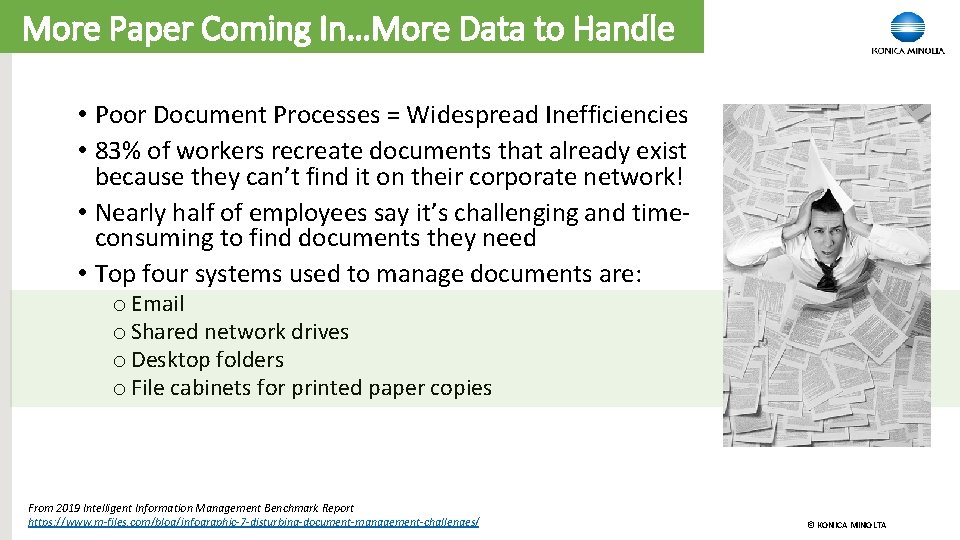 More Paper Coming In…More Data to Handle • Poor Document Processes = Widespread Inefficiencies