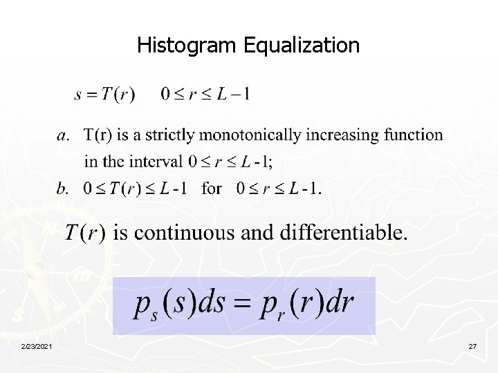 Histogram Equalization 2/23/2021 27 