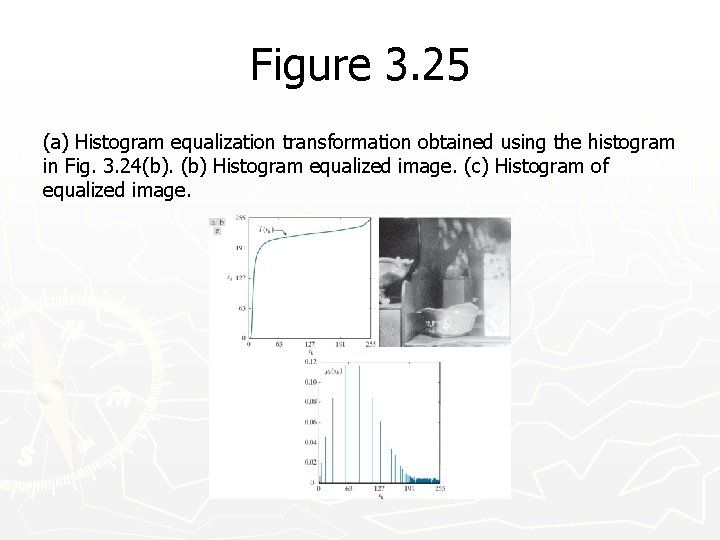 Figure 3. 25 (a) Histogram equalization transformation obtained using the histogram in Fig. 3. Figure 3. 25 (a) Histogram equalization transformation obtained using the histogram in Fig. 3.