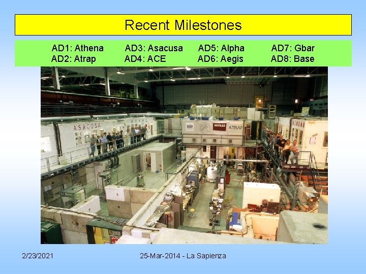 Recent Milestones AD 1: Athena AD 2: Atrap 2/23/2021 AD 3: Asacusa AD 4: Recent Milestones AD 1: Athena AD 2: Atrap 2/23/2021 AD 3: Asacusa AD 4: