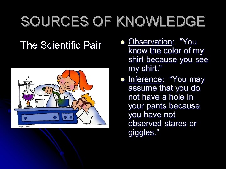 SOURCES OF KNOWLEDGE The Scientific Pair 