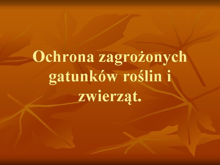 Ochrona zagrożonych gatunków roślin i zwierząt. 