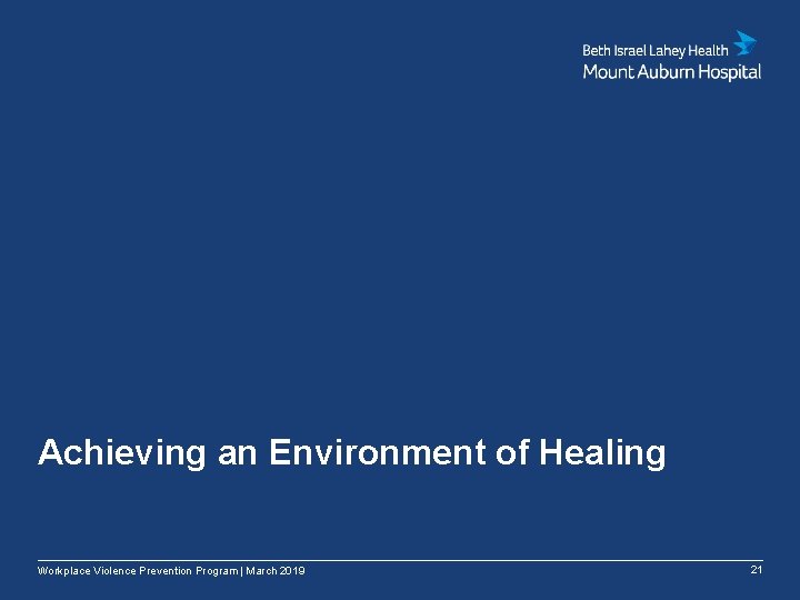 Achieving an Environment of Healing Workplace Violence Prevention Program | March 2019 21 