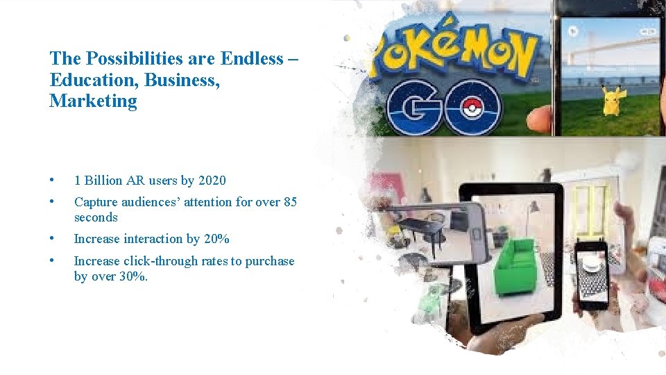 The Possibilities are Endless – Education, Business, Marketing • 1 Billion AR users by