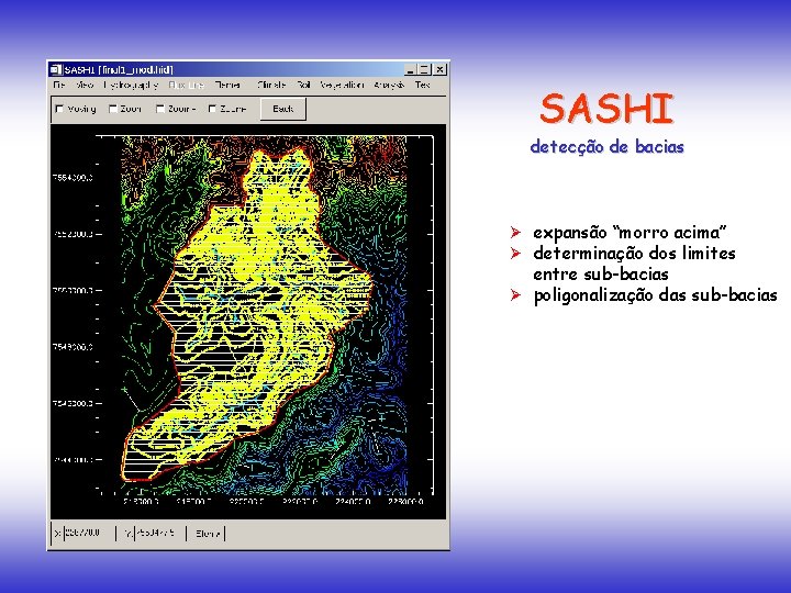 SASHI detecção de bacias Ø expansão “morro acima” Ø determinação dos limites entre sub-bacias