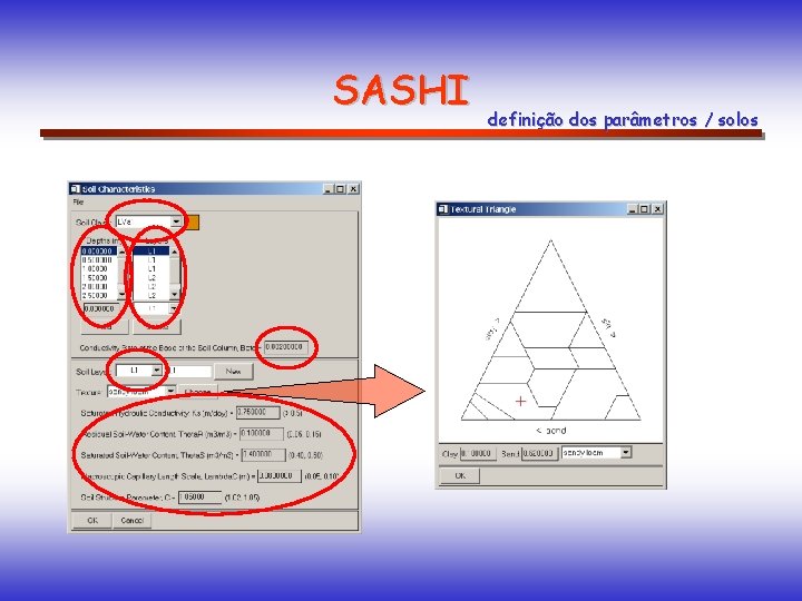 SASHI definição dos parâmetros / solos 