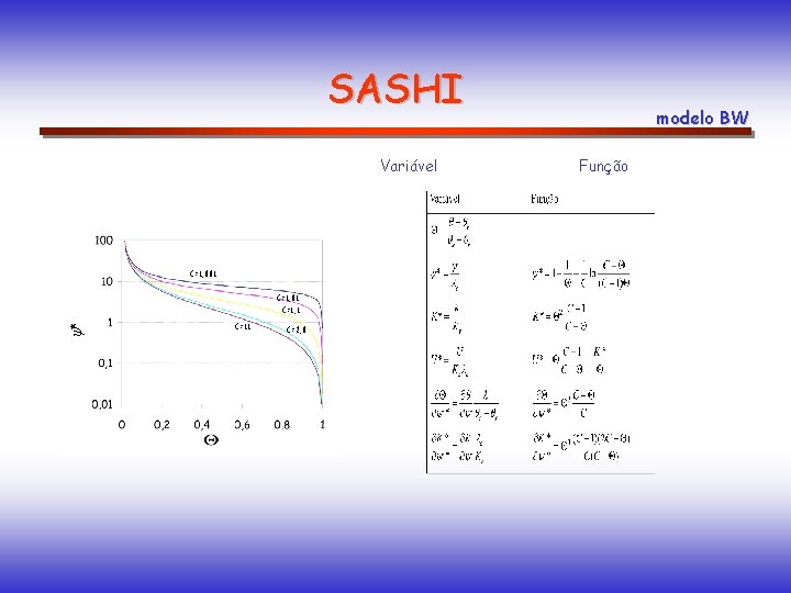 SASHI Variável umidade volumétrica de saturação C=1, 001 * umidade volumétrica residual C=11 C=1,