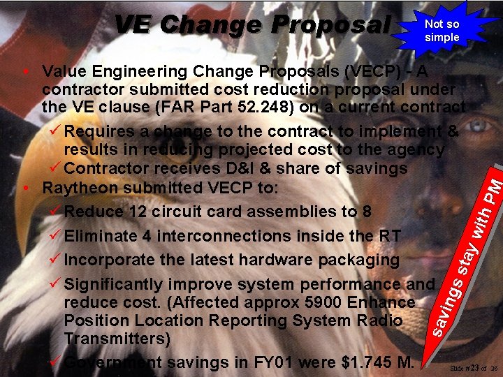 VE Change Proposal Not so simple sav ing s s tay wit h P VE Change Proposal Not so simple sav ing s s tay wit h P