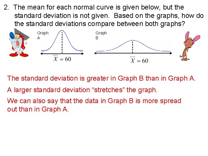 2. The mean for each normal curve is given below, but the standard deviation 2. The mean for each normal curve is given below, but the standard deviation