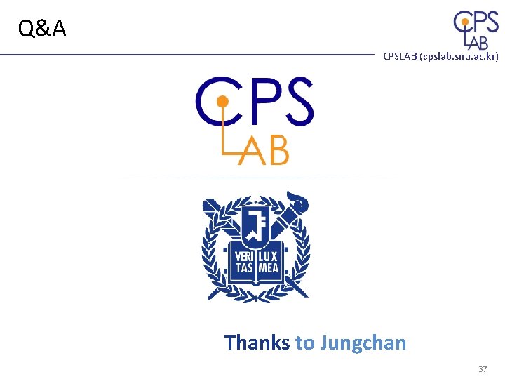 Q&A CPSLAB (cpslab. snu. ac. kr) Thanks to Jungchan 37 Q&A CPSLAB (cpslab. snu. ac. kr) Thanks to Jungchan 37